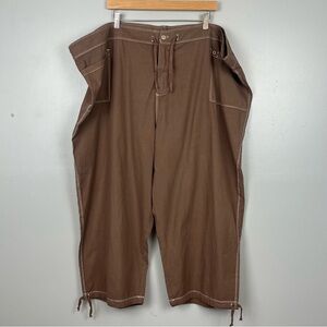 Fresh Produce 100% cotton brown drawstring waist & cuff capri pants, size 3X.